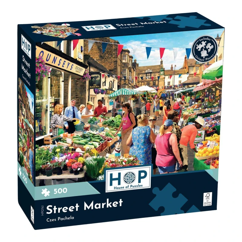 Image of The House Of Puzzles Street Market 500 Piece Jigsaw Puzzle Multicolor Unisex 500 Piece