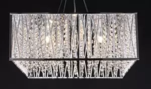 image of Melenki 11 Light Oblong Chrome Crystal Pendant Ceiling Light