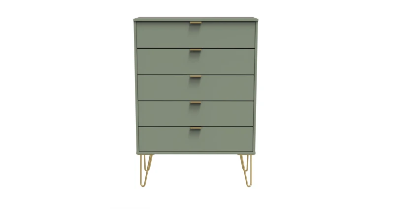 Image of Fuji 5 Drawer Chest In Reed Green (Ready Assembled)