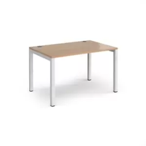 Image of Bench Desk Single Person Starter Rectangular Desk 1200mm Beech Tops With White Frames 1600mm Depth Connex