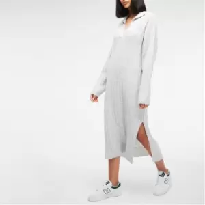 Missguided Collared Rib Knit Midaxi Dress - Grey