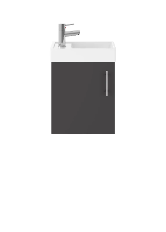 Image of Balterley Cloakroom Wall Hung 1 Door Vanity Unit with Basin Gloss Grey 400mm Grey