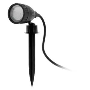 Image of IP44 Outdoor Ground Spike Light Black Plastic 1 x 3W GU10 Bulb Spotlight