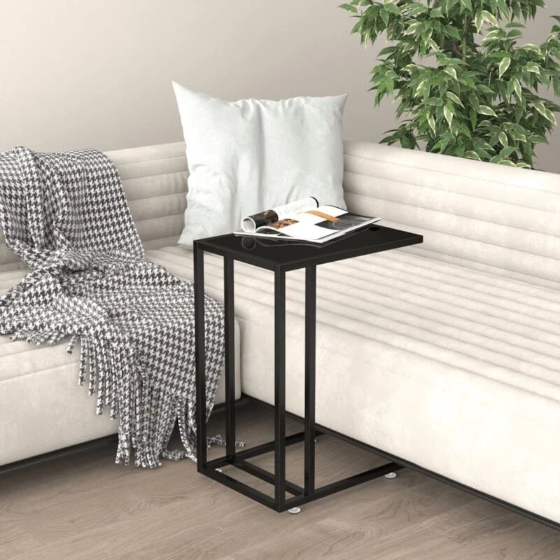 Image of VIDAXL Computer Side Table Black 50x35x65cm Tempered Glass vidaXL 8720286462478