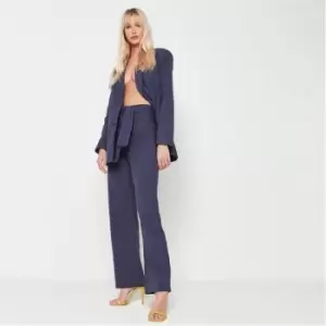 Missguided Linen Look Tailored Straight Leg Trousers - Blue