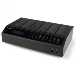 image of StarTech USB 3.0 eSATA 6 bay Hard Drive Duplicator Dock 15 HDD SSD Cloner And Eraser