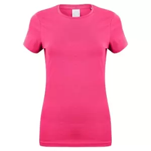 image of Skinni Fit Womens/Ladies Feel Good Stretch Short Sleeve T-Shirt (L) (Fuchsia)