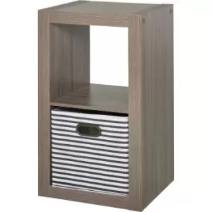 Image of 2-Tier Chunky Storage Shelf Display Cabinet Unit w/ Drawer Grey - Homcom