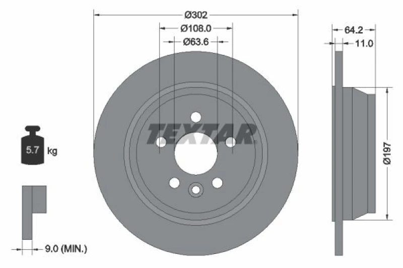 Image of Brake disc TEXTAR 92283003
