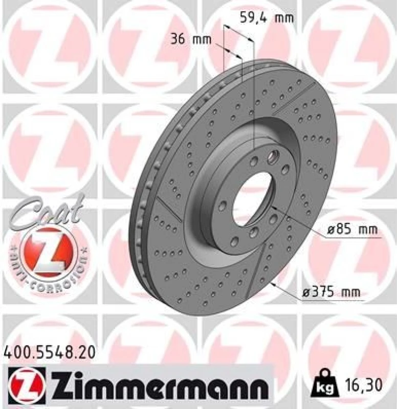 Image of ZIMMERMANN Brake disc ZIMMERMANN 400.5548.20