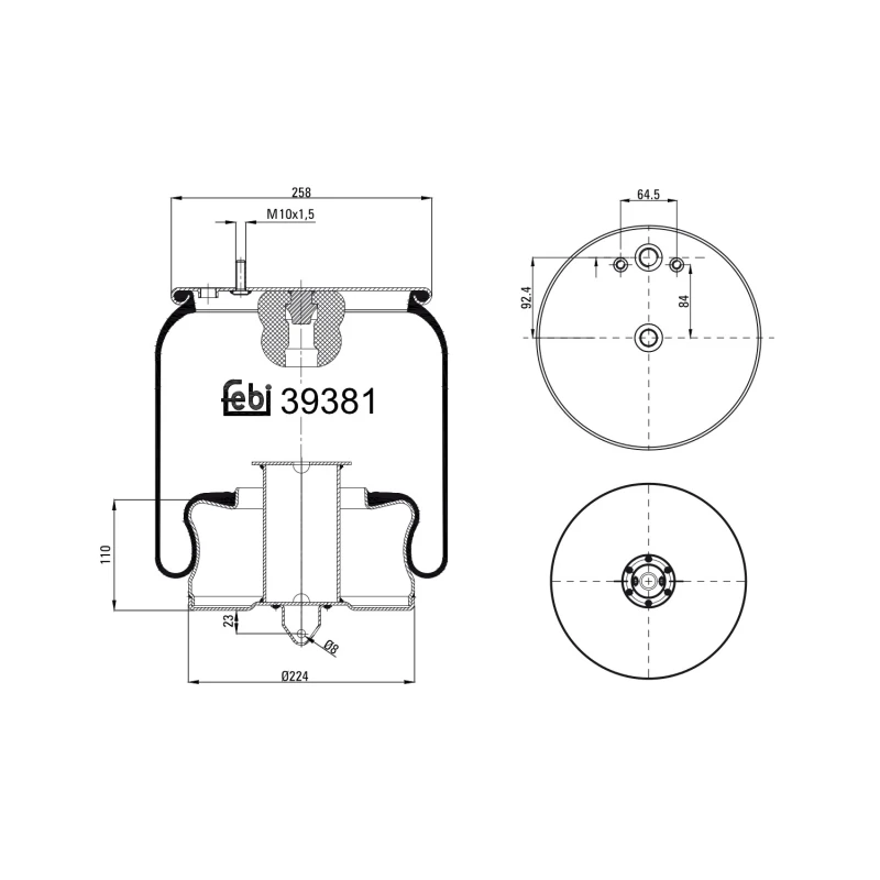 Image of FEBI BILSTEIN 39381 Boot, air suspension Rear Axle Right Boot,air suspension (324)
