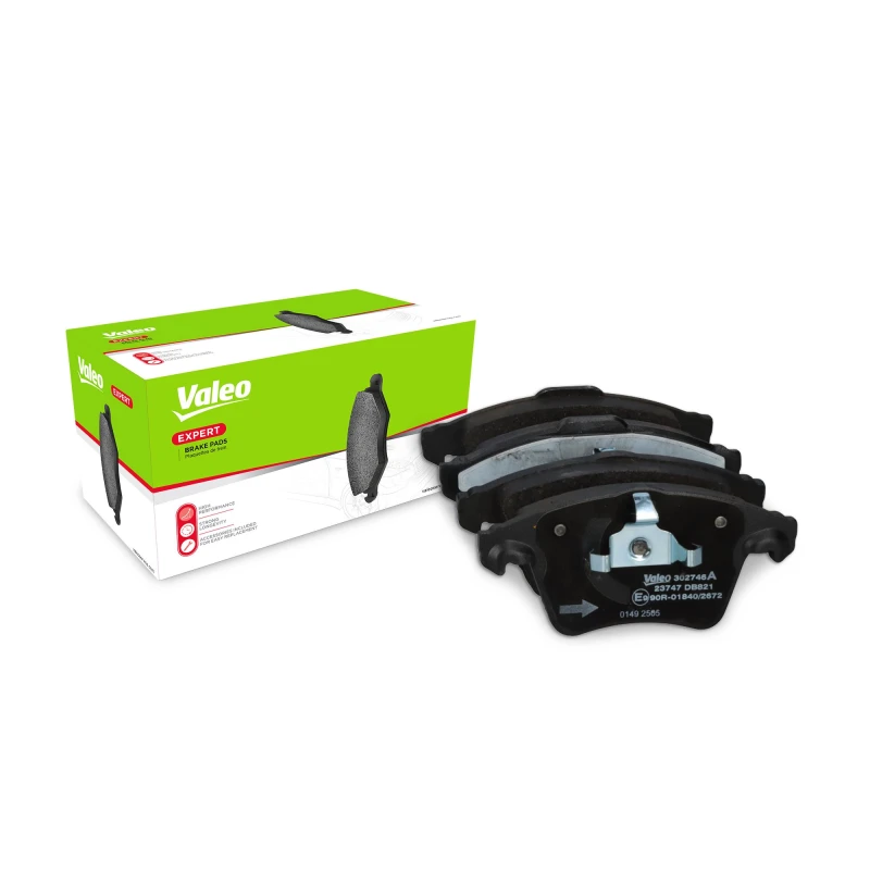 Image of VALEO 302746A Brake pad set EXPERT Front Axle, excl. wear warning contact, with anti-squeak plate Brake Pad Set,disc brake (402)