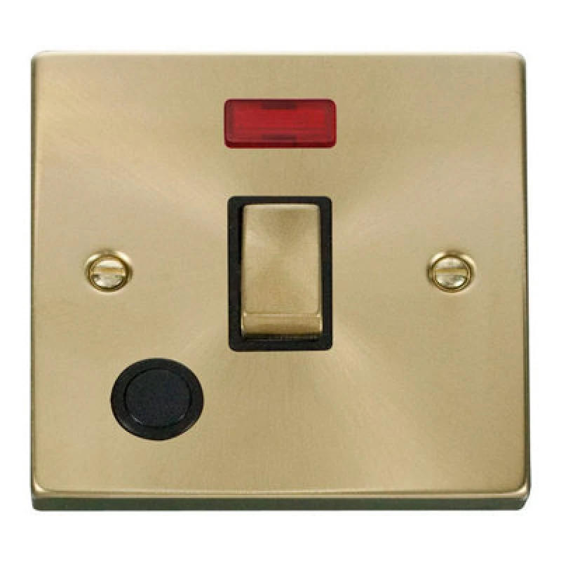 Image of SE Home Satin / Brushed Brass 1 Gang 20A Ingot DP Switch With Flex With Neon Gold