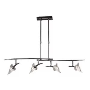 Image of Flavia Telescopic Linear Pendant 4 Light G9 With Adjustable Heads, Black Chrome
