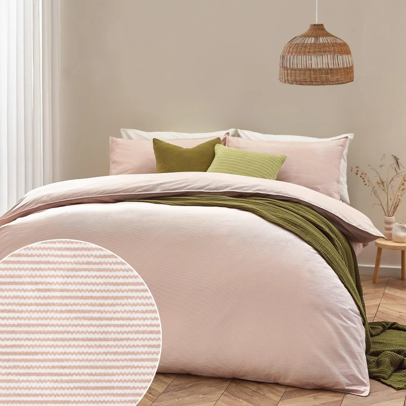 Image of Heaton Stripe Duvet Cover Set Baked Earth, Baked Earth / Double