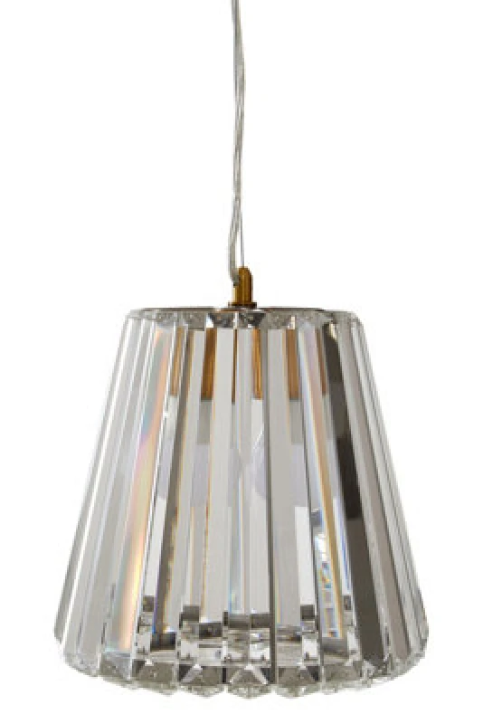 Image of Orsina Bronze Cone Pendant Light, Geometric Crystal Glass Shade, Contemporary Boutique Fixture For Dining Room