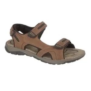 image of PDQ Mens 3 Touch Fastening Pig Leather Sports Sandals (10 UK) (Brown)