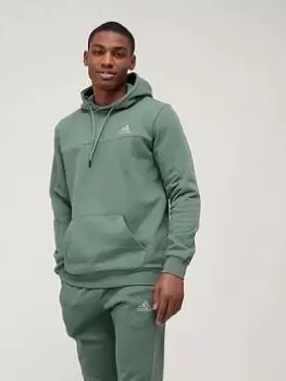 Image of adidas Fleece Colourblock Hoodie - Green Size M Men