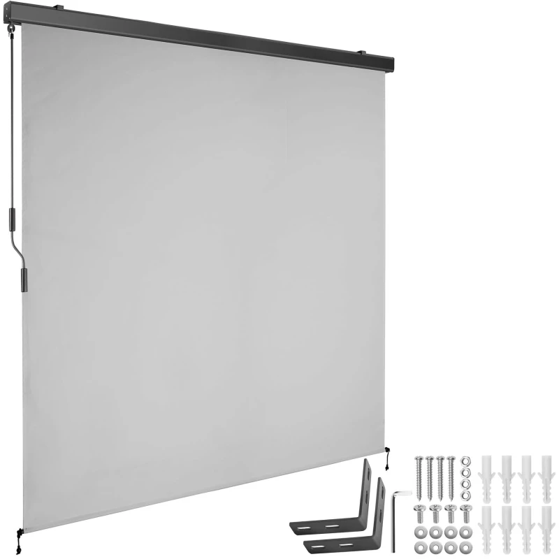 Image of Tectake Vertical Awning Eloise - Installation Materials Included, Retractable, Uv Blocking 180 X 250 Cm - Light Grey