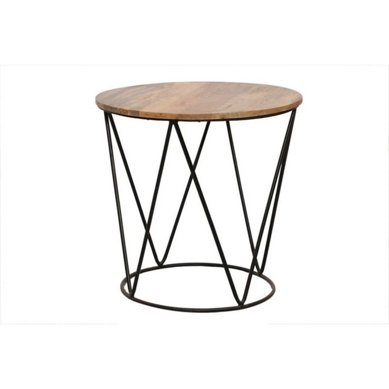 Image of Jaipur Furniture Ltd Ravi Side Large Table - Mango Wood/Iron - L51 x W51 x H50cm - Light Finish in Brown Brown Unisex