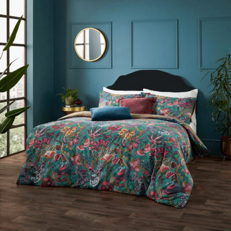 Image of Viranai Exotic Floral Duvet Cover Set Lake Blue, Lake Blue / Single