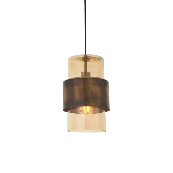 image of Palermo Pendant Ceiling Light Brass Patina & Champagne Lustre Glass