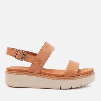 image of Timberland Womens Safari Dawn Leather Flatform Sandals - Rust - UK 5