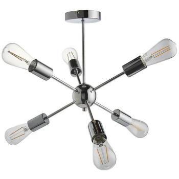 image of Endon Rubens - 6 Light Semi Flush Light Chrome Plate, E27