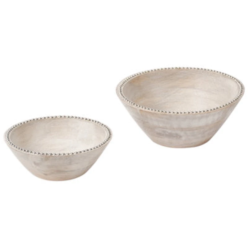 Image of Beliani Set Of 2 Bowls Luxor Mango Wood Light Brown