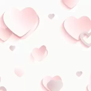 Image of Muriva - 3D Hearts Glitter Wallpaper - Pink - J92603