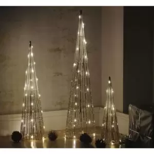 image of Marco Paul Interiors Traditional Gold Light Up Tree Set Christmas Decorations with 90 LEDs - Battery Operated In-lit Standing Christmas Ornaments