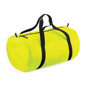 BagBase Packaway Barrel Bag / Duffle Water Resistant Travel Bag (32 Litres) (One Size) (Fluorescent Yellow/ Black)