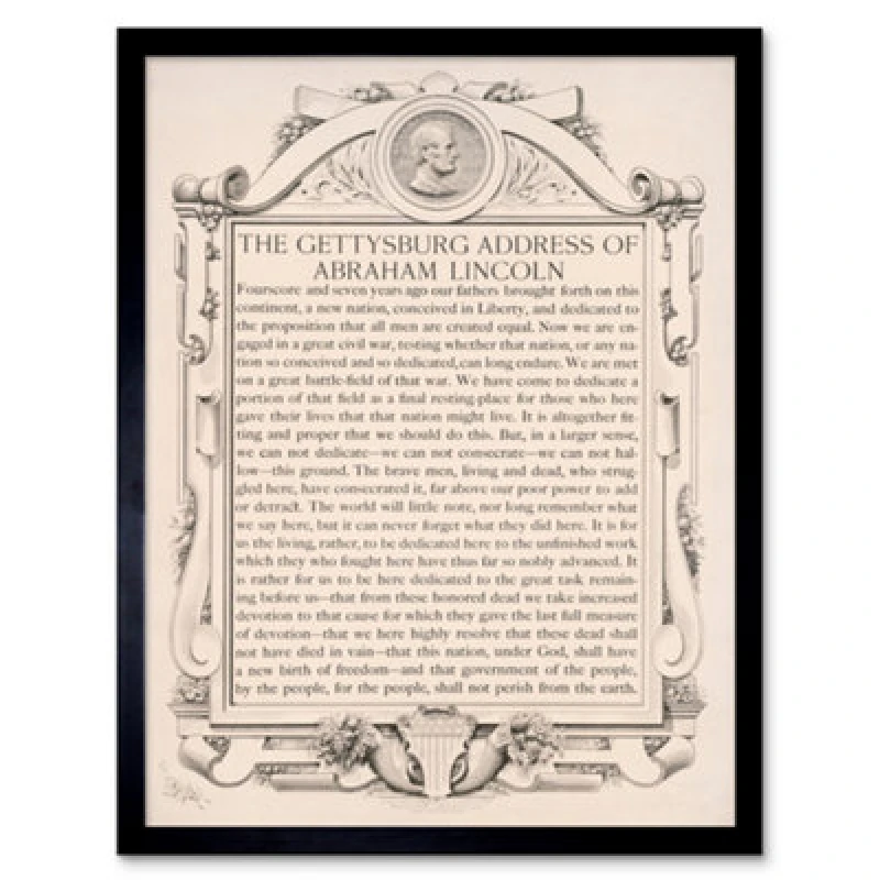 Image of Artery8 War American Civil Lincoln Gettysburg Address President Framed Wall Art Print