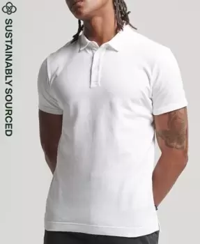 Image of Superdry Mens Studios Organic Cotton Jersey Polo Shirt White / Optic - Size: S