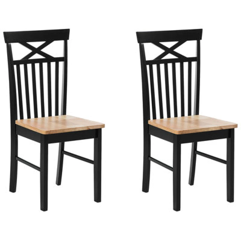 Image of Beliani Set Of 2 Dining Chairs Houston Wood Black
