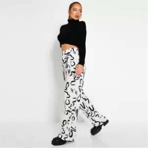 image of I Saw It First Abstract Print Wide Leg Trousers - White