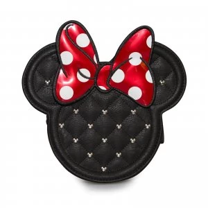 image of Loungefly Disney Mickey Mouse Minnie Mouse Die Cut Quilted Cross Body Chain Bag