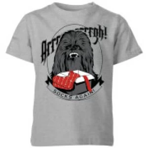Image of Star Wars Chewbacca Arrrrgh Socks Again Kids Christmas T-Shirt - Grey - 11-12 Years