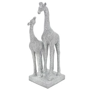 image of Silver Art Giraffe & Baby Ornament