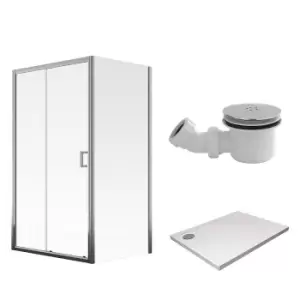 image of Aqualux 1000 x 800mm Sliding Door Shower Enclosure and Tray Package