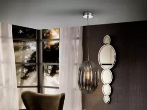 image of Ovila Pendant Light with Small Grey Shade in Shimmered Smoke Grey Tonality