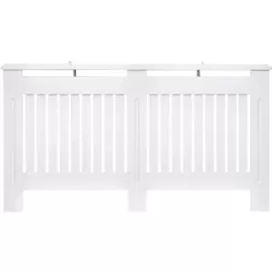 image of Radiator Cover Painted Slatted mdf Cabinet Lined Grill 152x19x81cm - White - Homcom