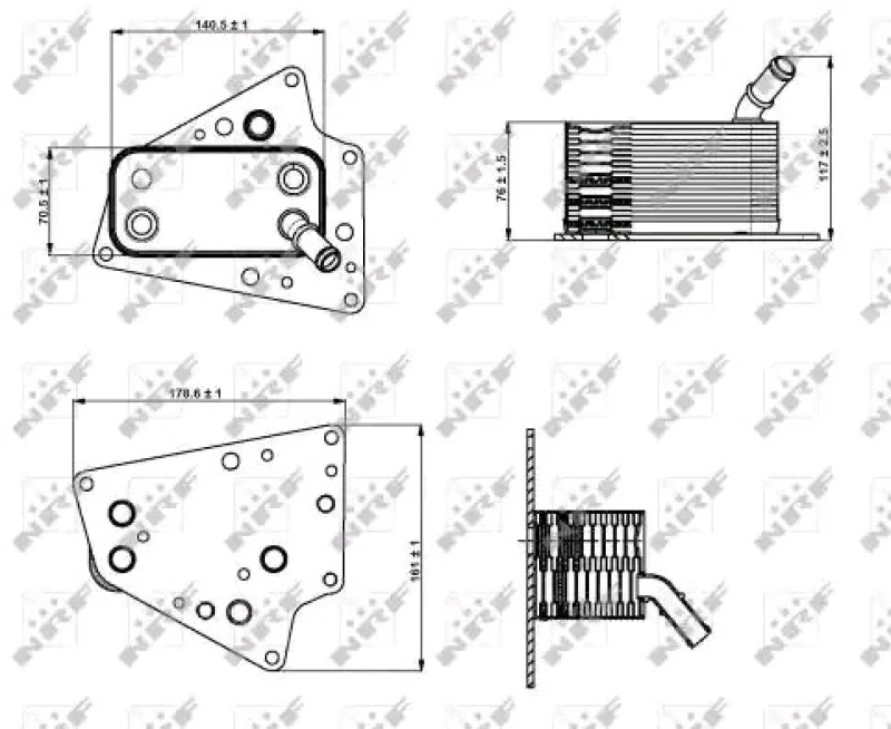 Image of NRF 31258 Oil Cooler with gaskets/seals, EASY FIT Aluminium Oil Cooler,engine oil (469)