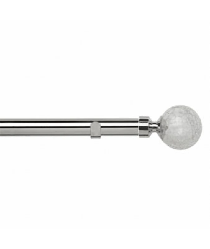 Image of Unknown 28mm Fixed Length Metal Eyelet Curtain Pole Set In Chrome - Crash Finial, 50Cm