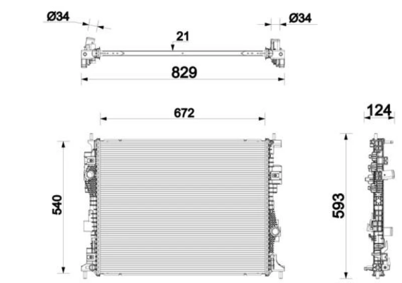 Image of MAHLE CR 2865 000P Engine radiator LX 2115.jpg Brazed cooling fins Radiator,engine cooling (470)