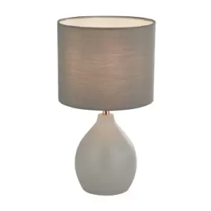 image of Table Lamp with Copper Riser - Grey - TJ Hughes