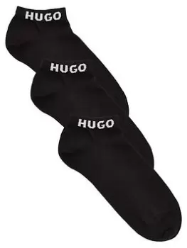 image of HUGO 3 Pack Logo Trainer Socks - Black, Size 39-42, Women