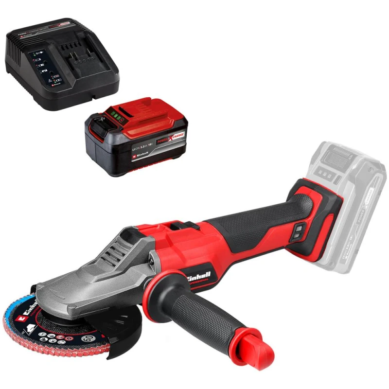 Image of Einhell Professional TP-AG 18/125 F Li BL 18v Cordless Brushless Angle Grinder 125mm 1 x 5.2ah Plus Li-ion Charger No Case TP-AG 18/125 F Li BL