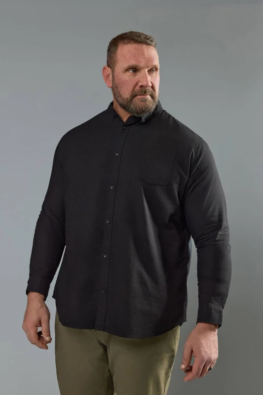 Image of BadRhino Premium Long Sleeve Oxford Cotton Shirt Black