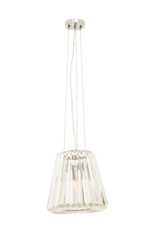 Image of Orsina 3 Bulb Pendant Light, Cone-Shaped Pendant Light With Clear Glass & Chrome Frame, Crystal Ceiling Light